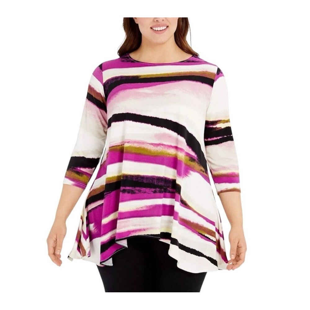Alfani Top Printed Swing Multicolor Purple Women Size PL NEW NWT